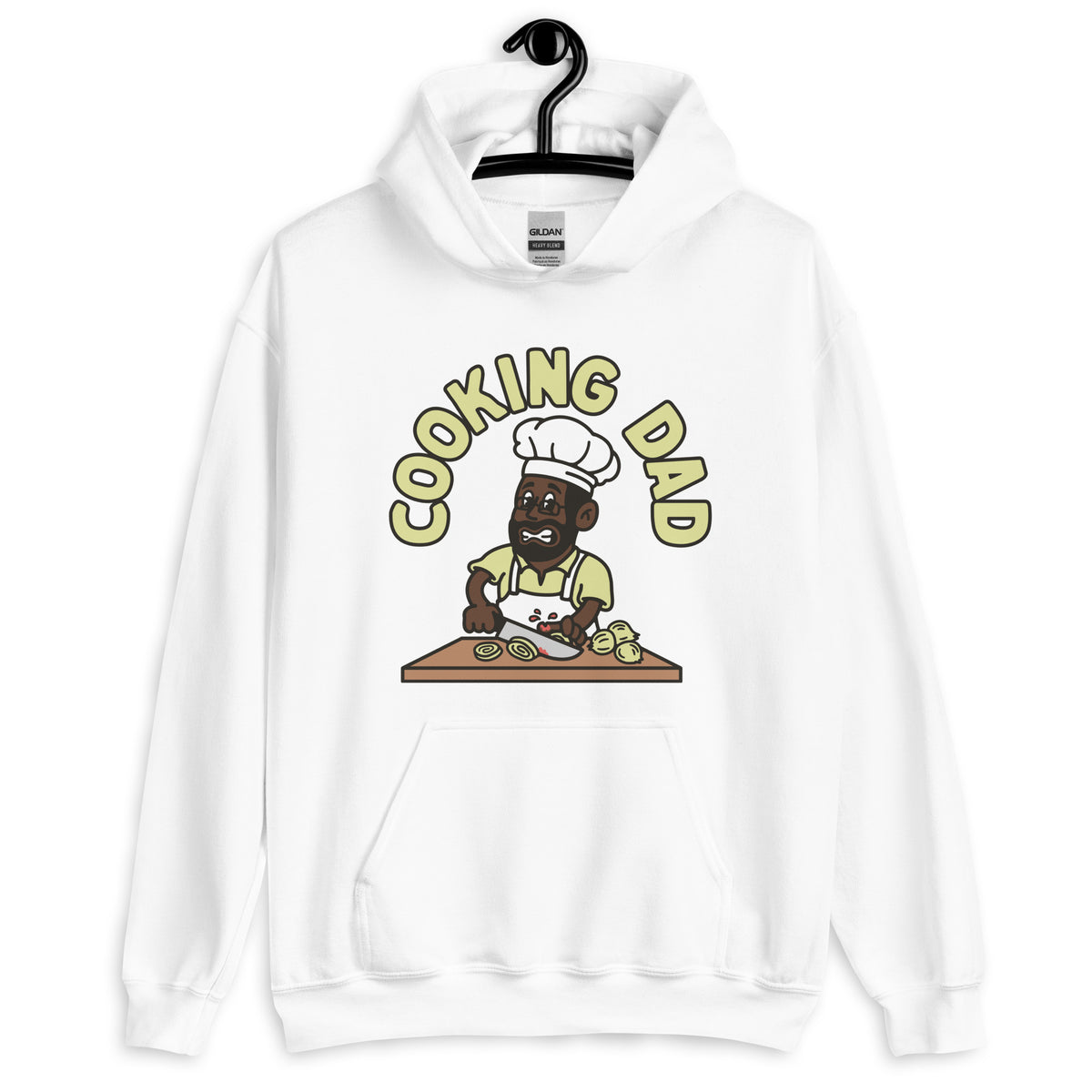 Cooking Black Hair Dark Skin Tone Glasses Beard Dad Hoodie