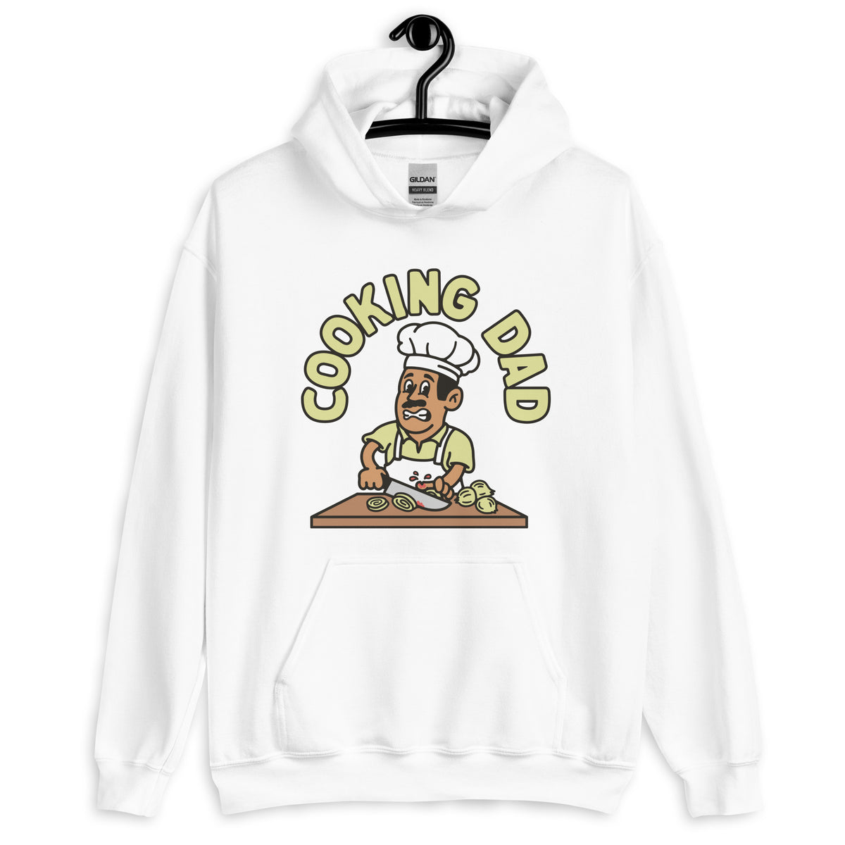 Cooking Black Hair Tan Skin Tone No-Glasses Moustache Dad Hoodie