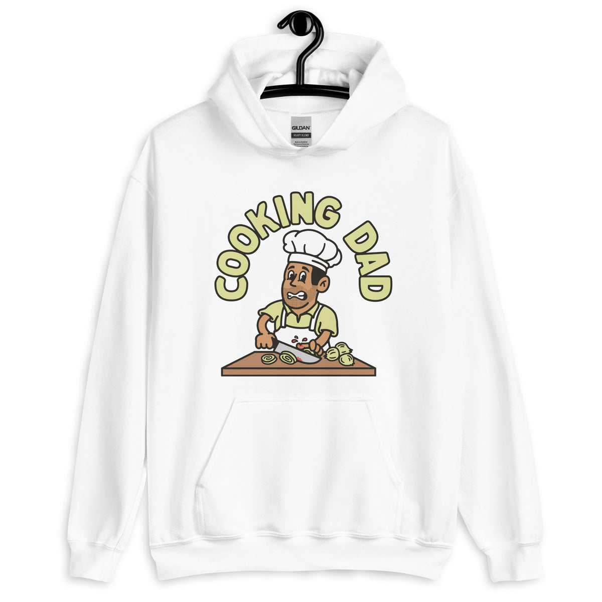 Cooking Black Hair Tan Skin Tone No-Glasses Stubble Dad Hoodie