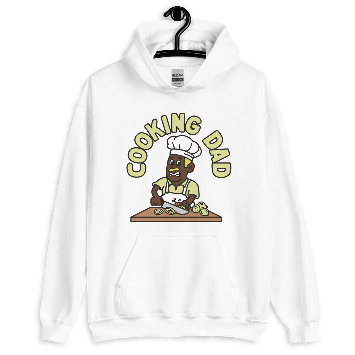 Cooking Blond Hair Dark Skin Tone No-Glasses Moustache Dad Hoodie