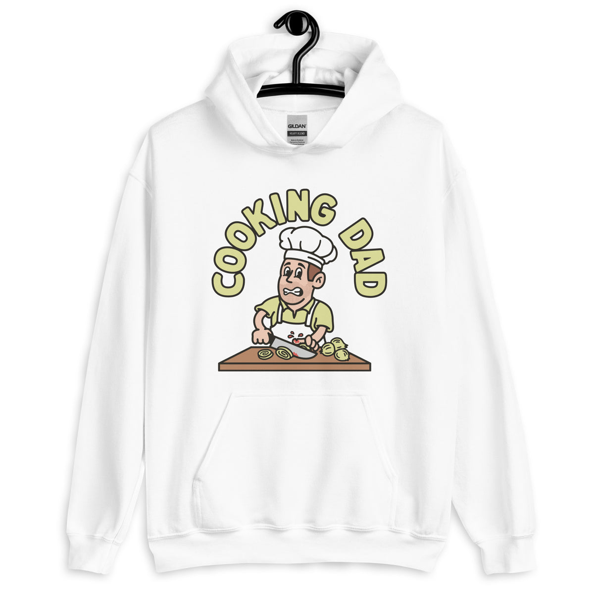 Cooking Brown Hair Light Skin Tone No-Glasses Stubble Dad Hoodie