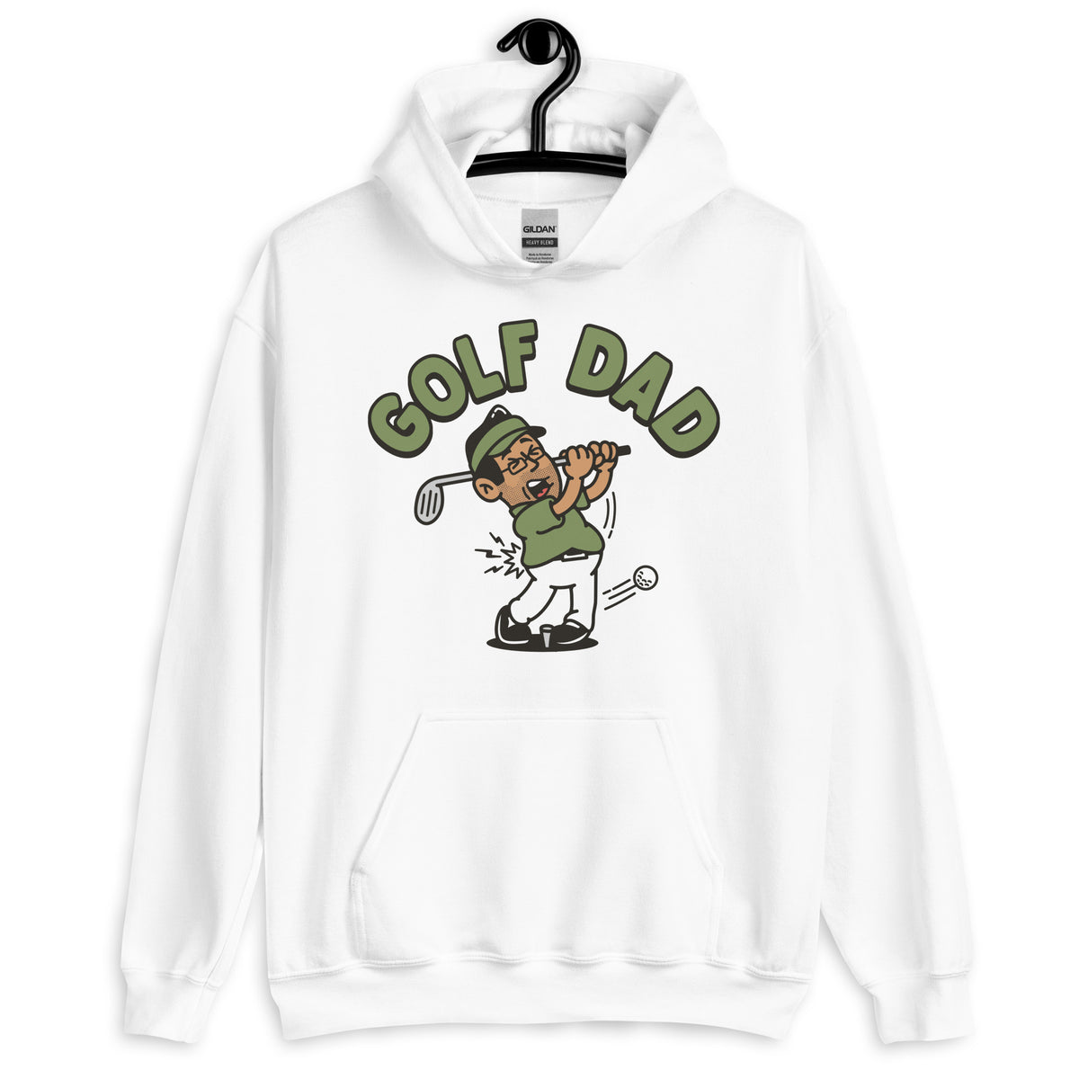 Golf Black Hair Tan Skin Tone Glasses Stubble Dad Hoodie