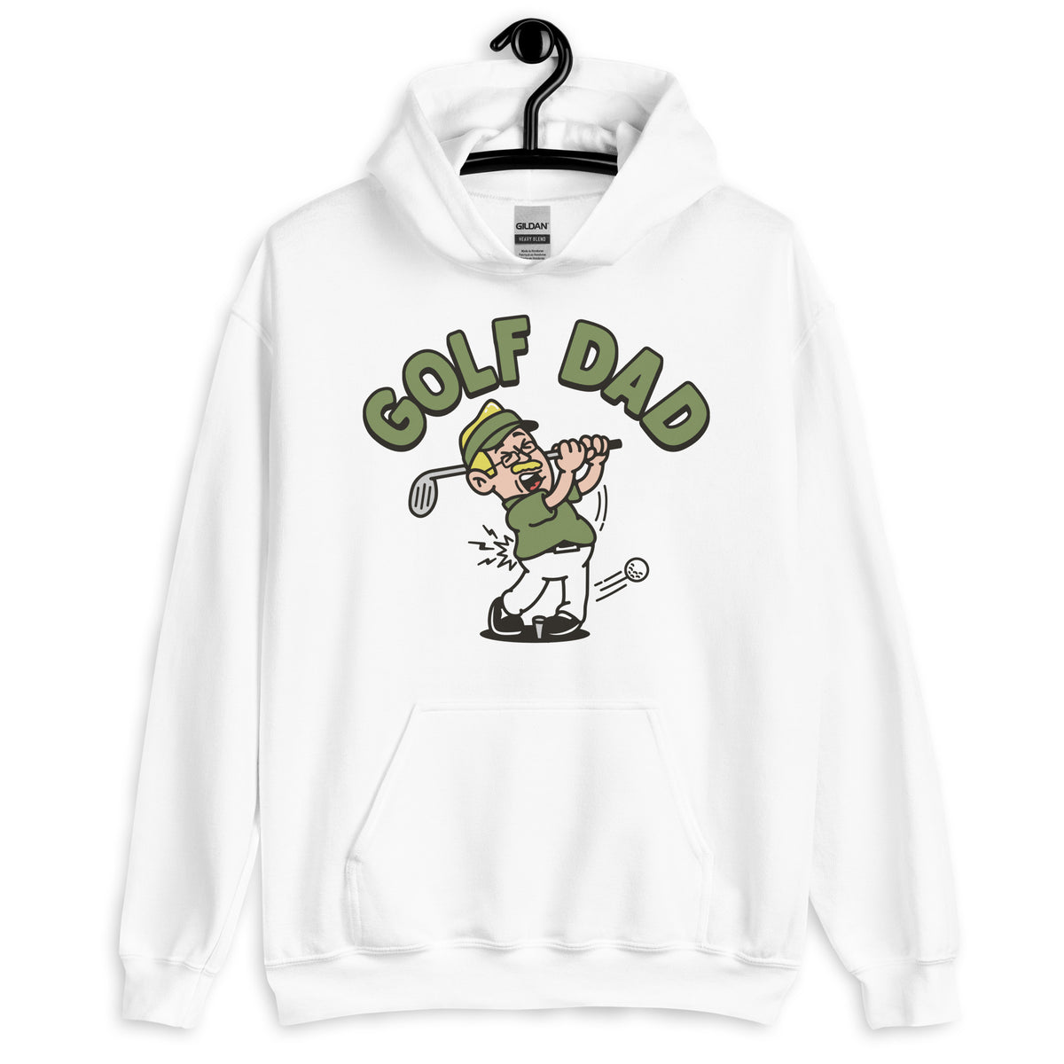 Golf Blond Hair Light Skin Tone Glasses Moustache Dad Hoodie