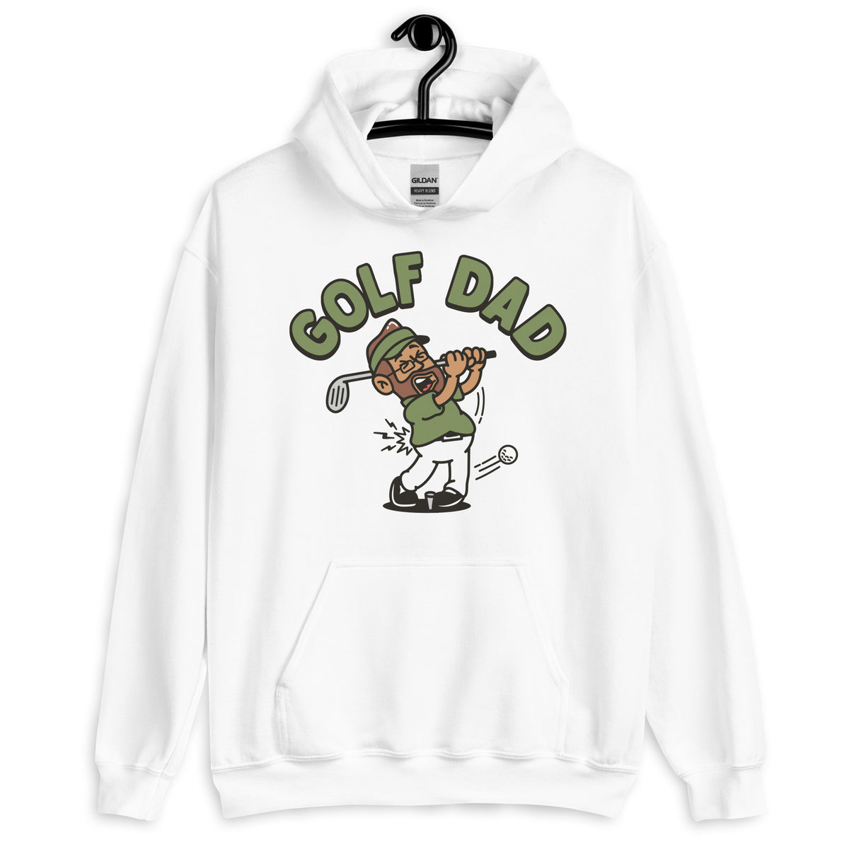 Golf Brown Hair Tan Skin Tone Glasses Beard Dad Hoodie