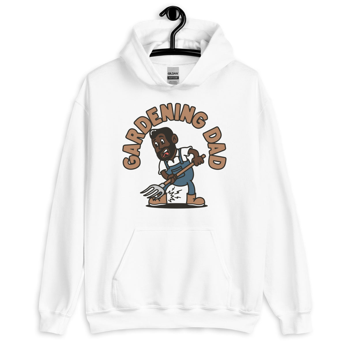 Gardening Black Hair Dark Skin Tone No-Glasses Medium Beard Dad Hoodie