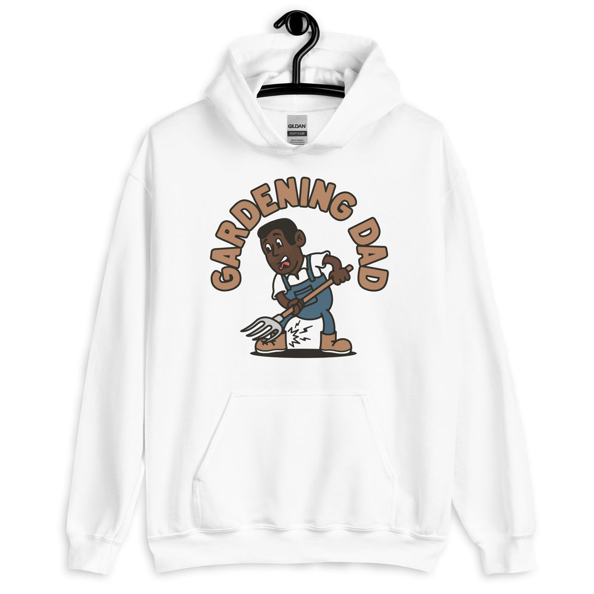 Gardening Black Hair Dark Skin Tone No-Glasses Short Stubble Dad Hoodie