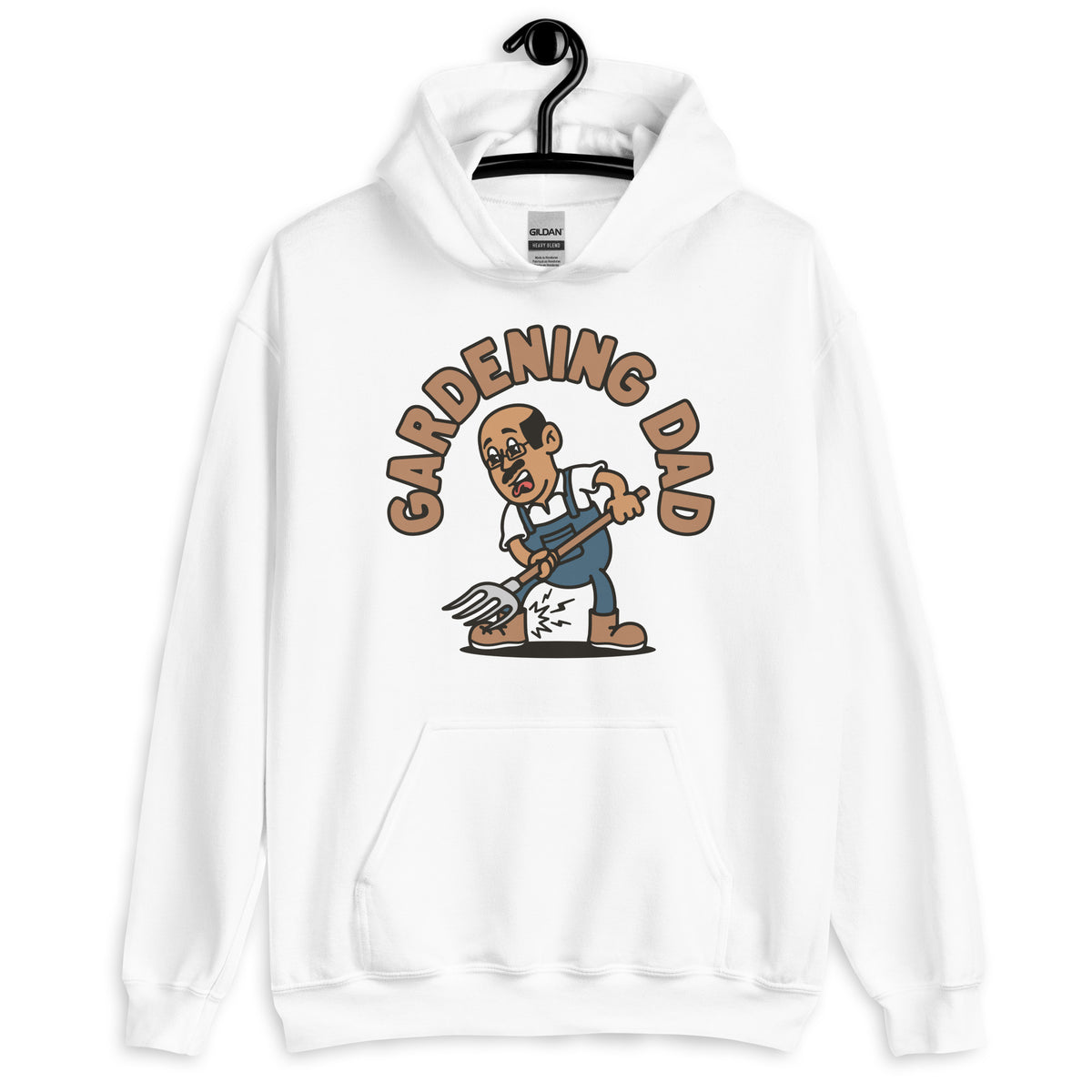 Gardening Black Hair Tan Skin Tone Glasses Bald Moustache Dad Hoodie