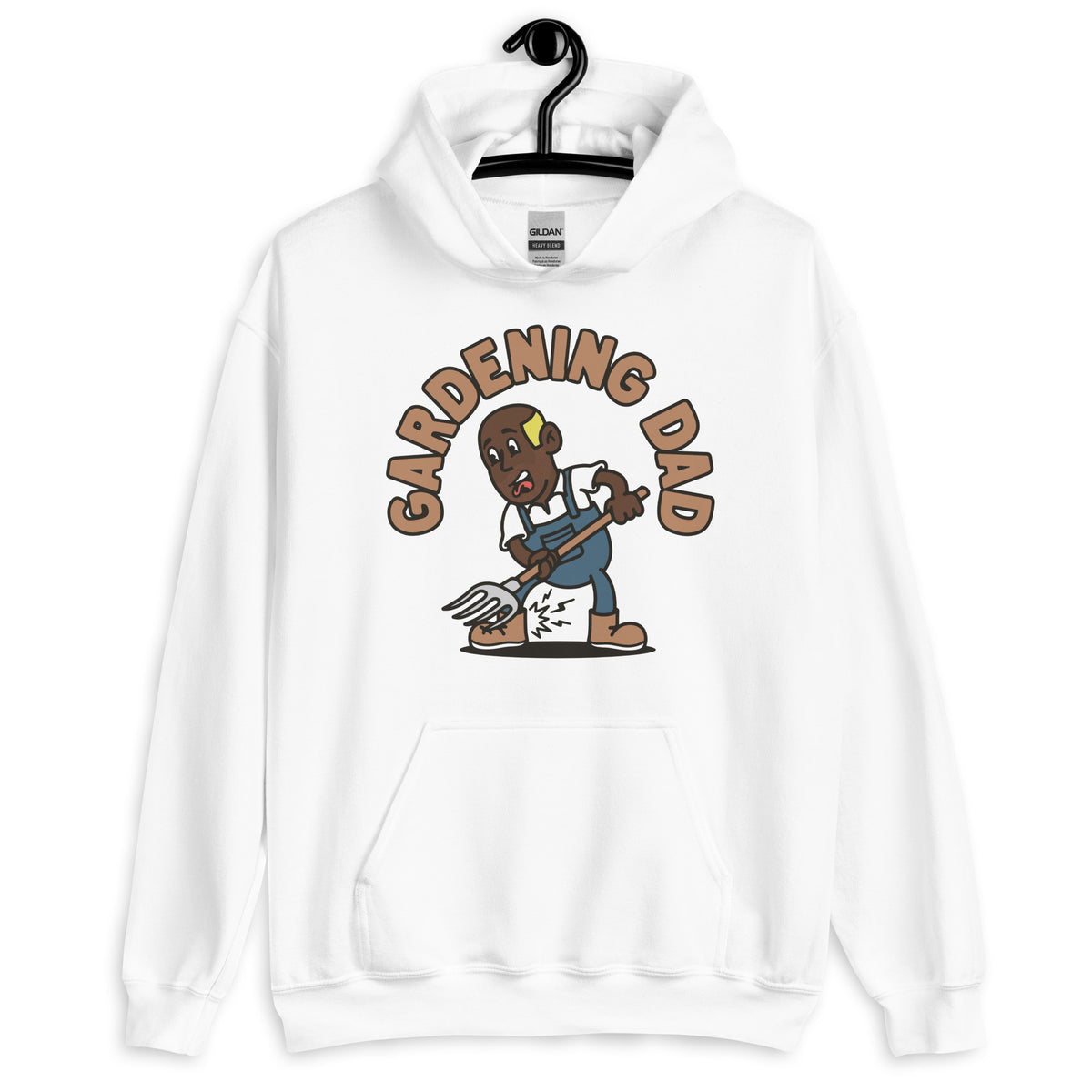 Gardening Blond Hair Dark Skin Tone No-Glasses Bald Stubble Dad Hoodie