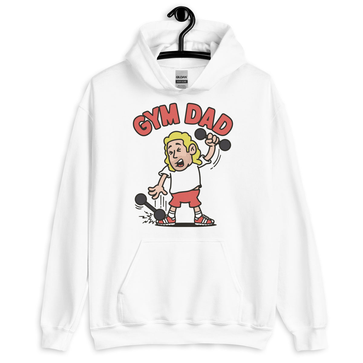 Gym Blond Hair Light Skin Tone No-Glasses Long Stubble Dad Hoodie