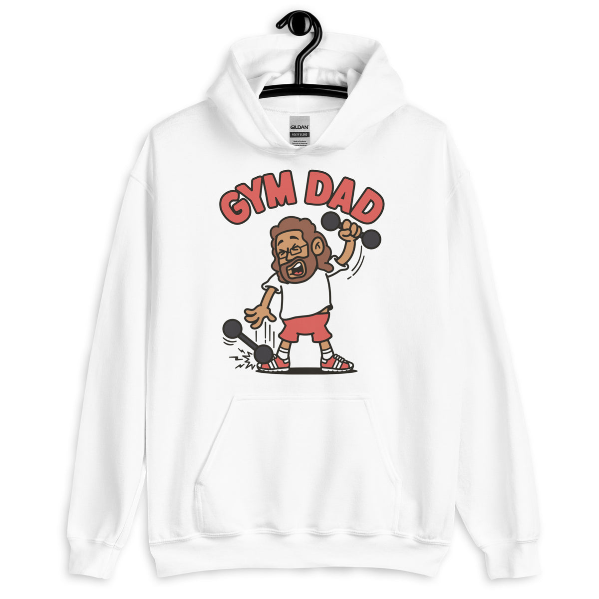 Gym Brown Hair Tan Skin Tone Glasses Long Beard Dad Hoodie