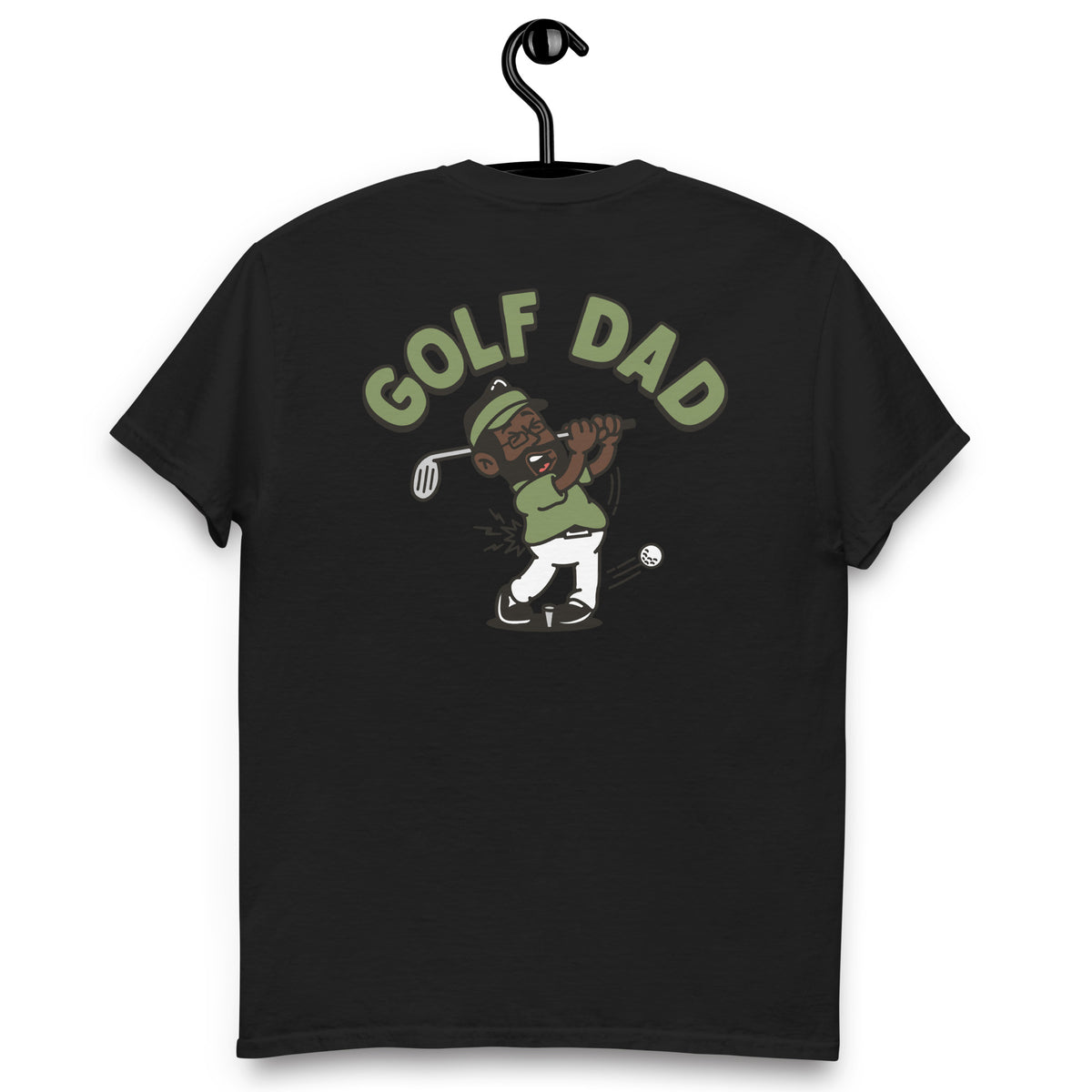 Golf Black Hair Dark Skin Tone Glasses Beard Dad T-Shirt