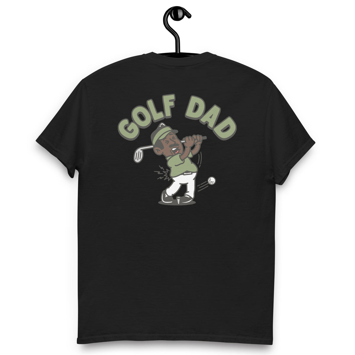 Golf Black Hair Dark Skin Tone No-Glasses Moustache Dad T-Shirt