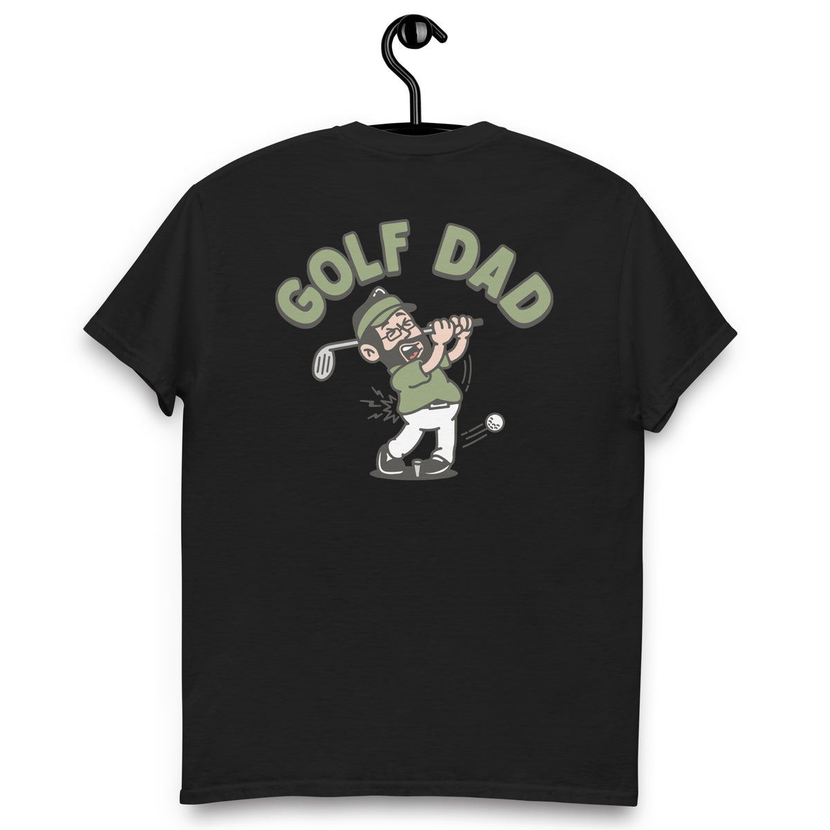 Golf Black Hair Light Skin Tone Glasses Beard Dad T-Shirt
