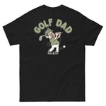 Golf Black Hair Light Skin Tone Glasses Moustache Dad T-Shirt