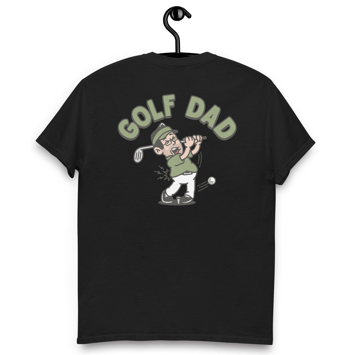 Golf Black Hair Light Skin Tone Glasses Stubble Dad T-Shirt