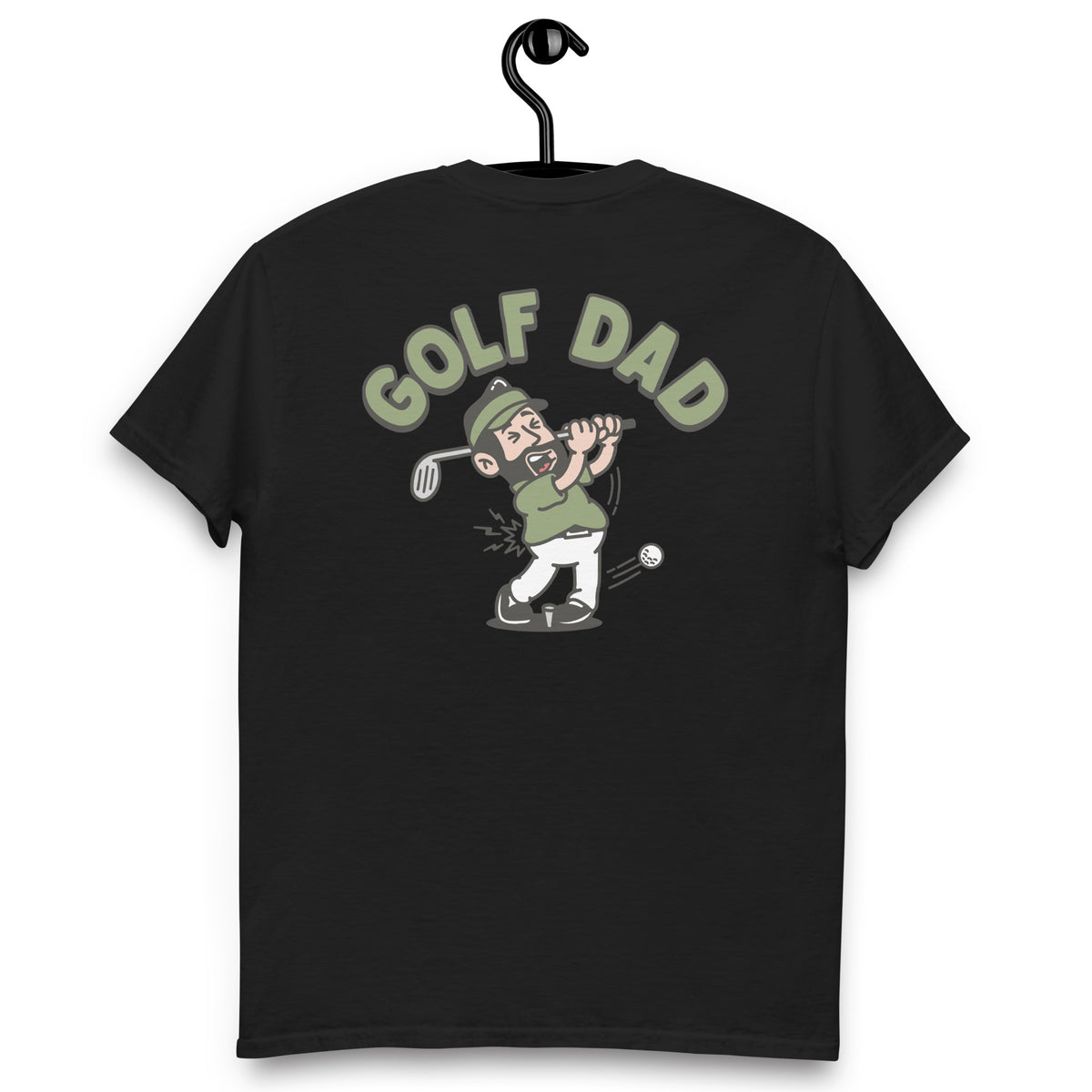 Golf Black Hair Light Skin Tone No-Glasses Beard Dad T-Shirt