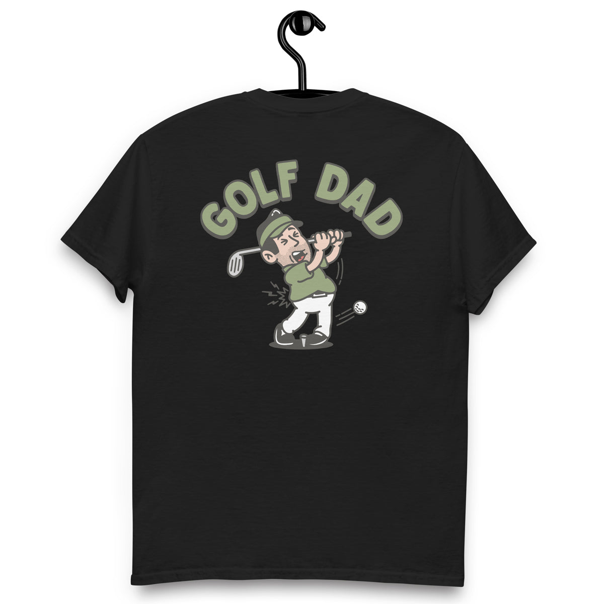 Golf Black Hair Light Skin Tone No-Glasses Stubble Dad T-Shirt