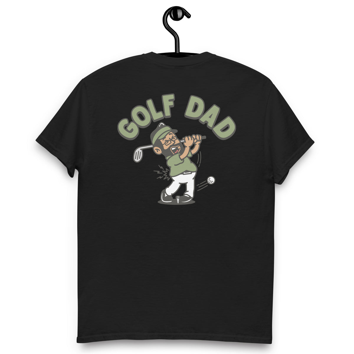 Golf Black Hair Tan Skin Tone Glasses Beard Dad T-Shirt