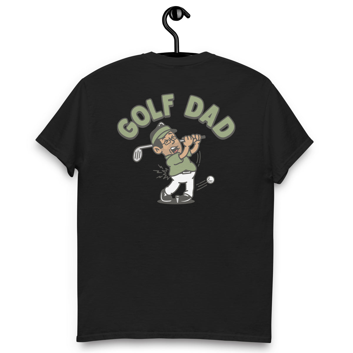 Golf Black Hair Tan Skin Tone Glasses Stubble Dad T-Shirt