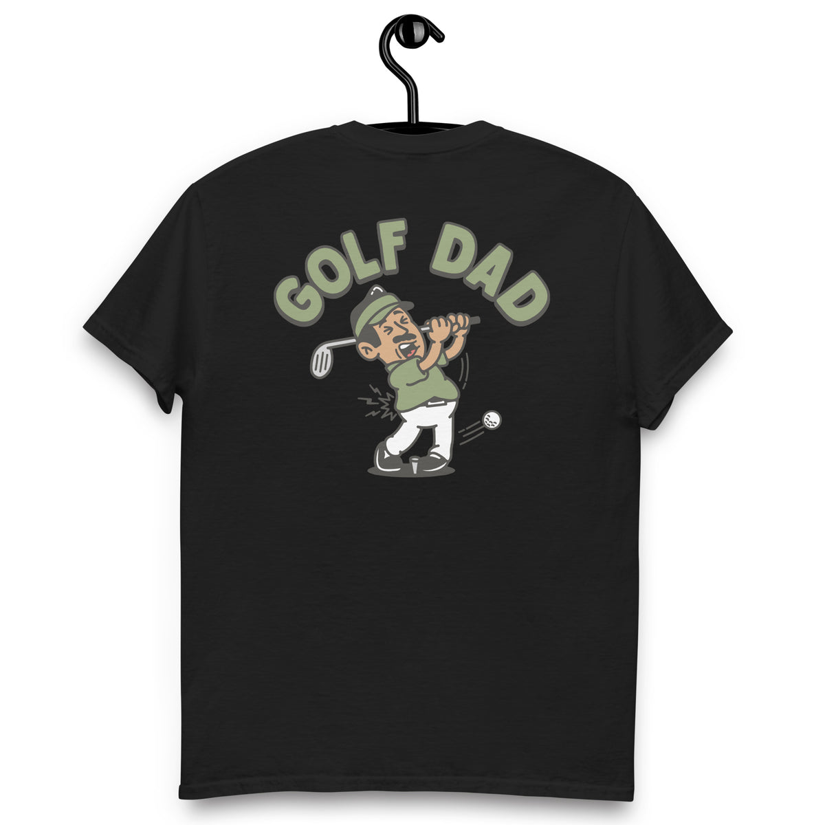 Golf Black Hair Tan Skin Tone No-Glasses Moustache Dad T-Shirt