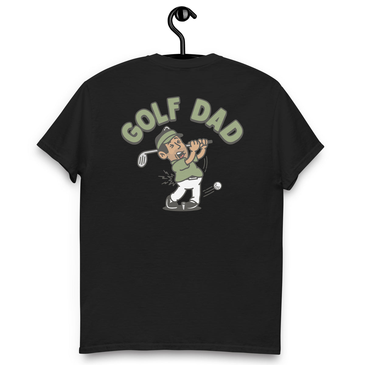 Golf Black Hair Tan Skin Tone No-Glasses Stubble Dad T-Shirt