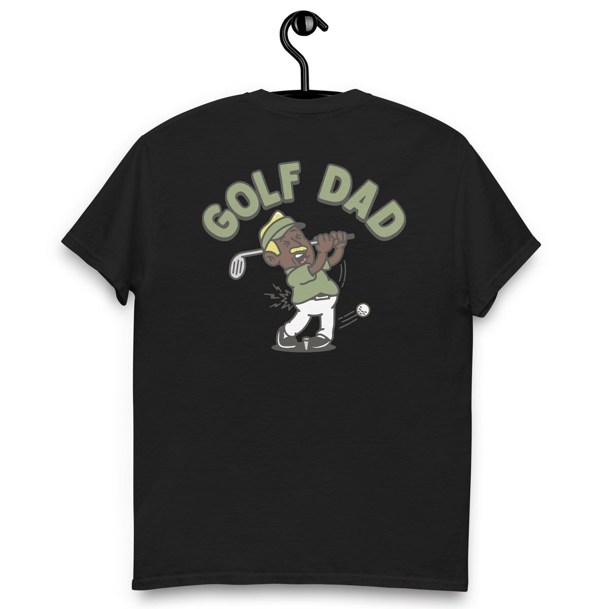 Golf Blond Hair Dark Skin Tone No-Glasses Moustache Dad T-Shirt