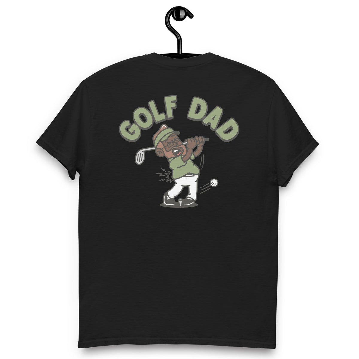 Golf Brown Hair Dark Skin Tone Glasses Beard Dad T-Shirt