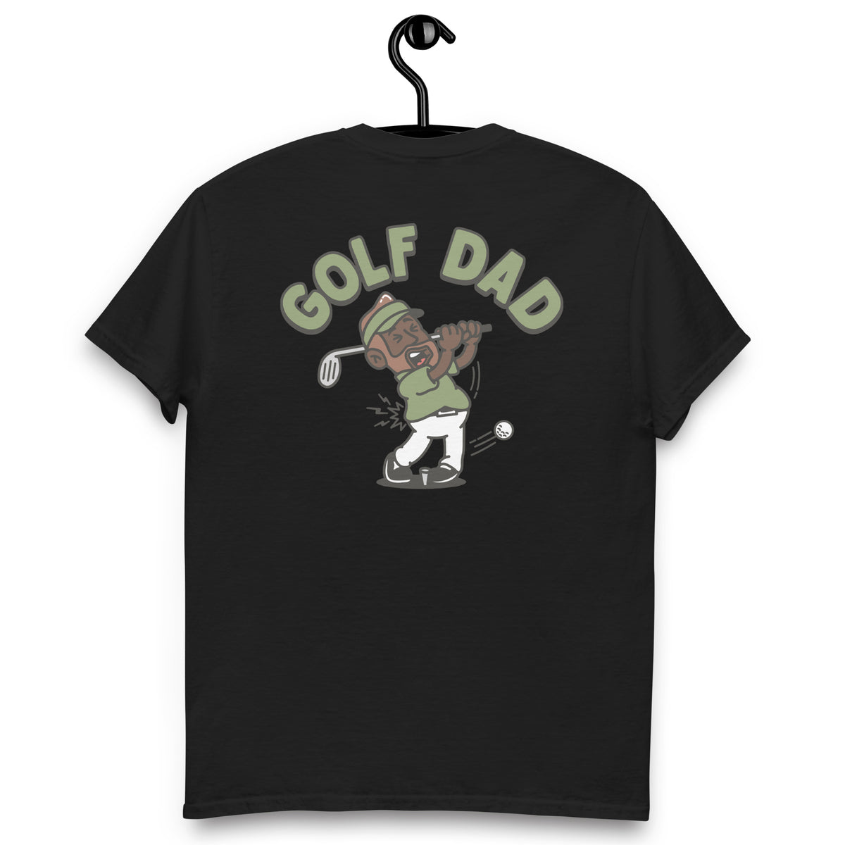 Golf Brown Hair Dark Skin Tone No-Glasses Beard Dad T-Shirt