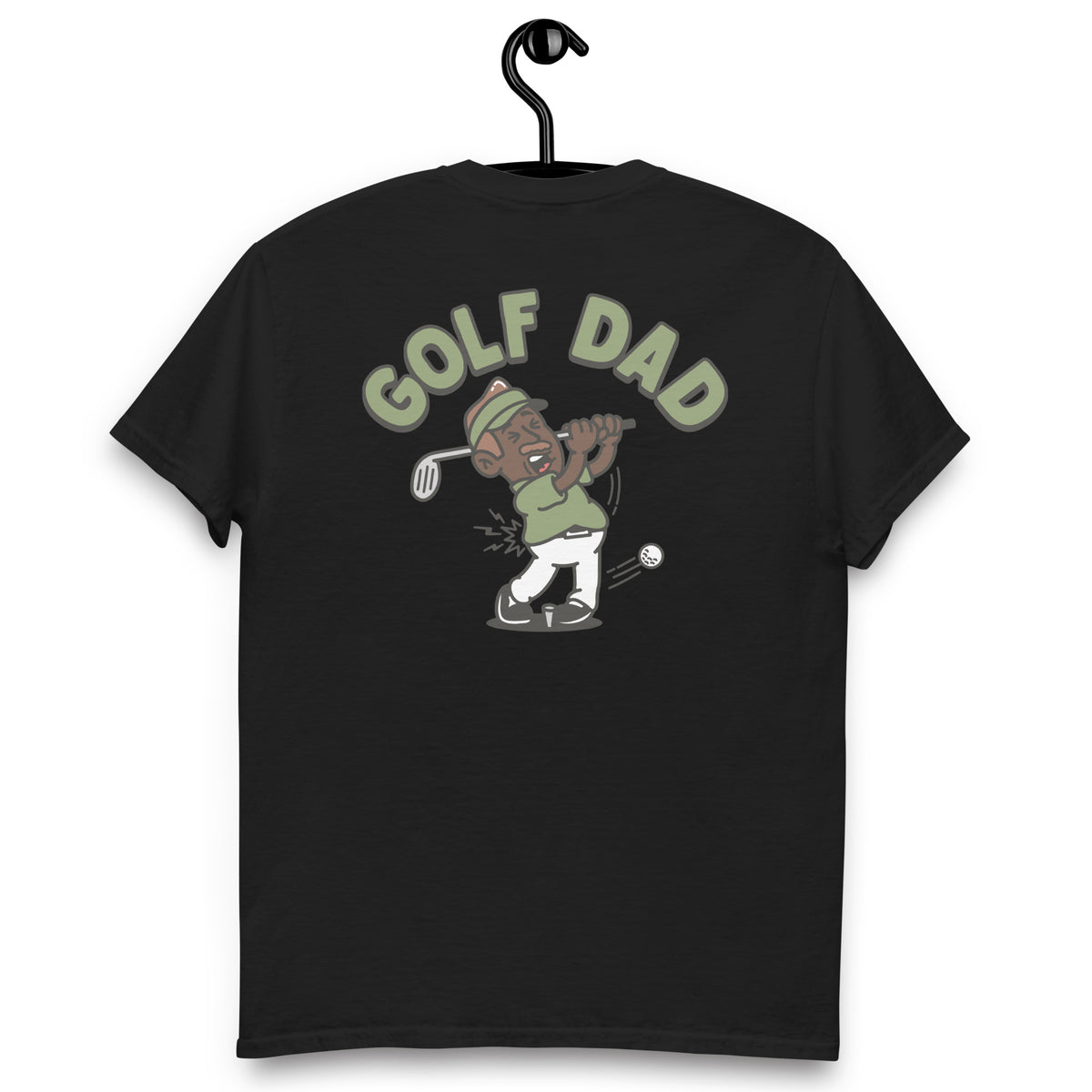Golf Brown Hair Dark Skin Tone No-Glasses Moustache Dad T-Shirt