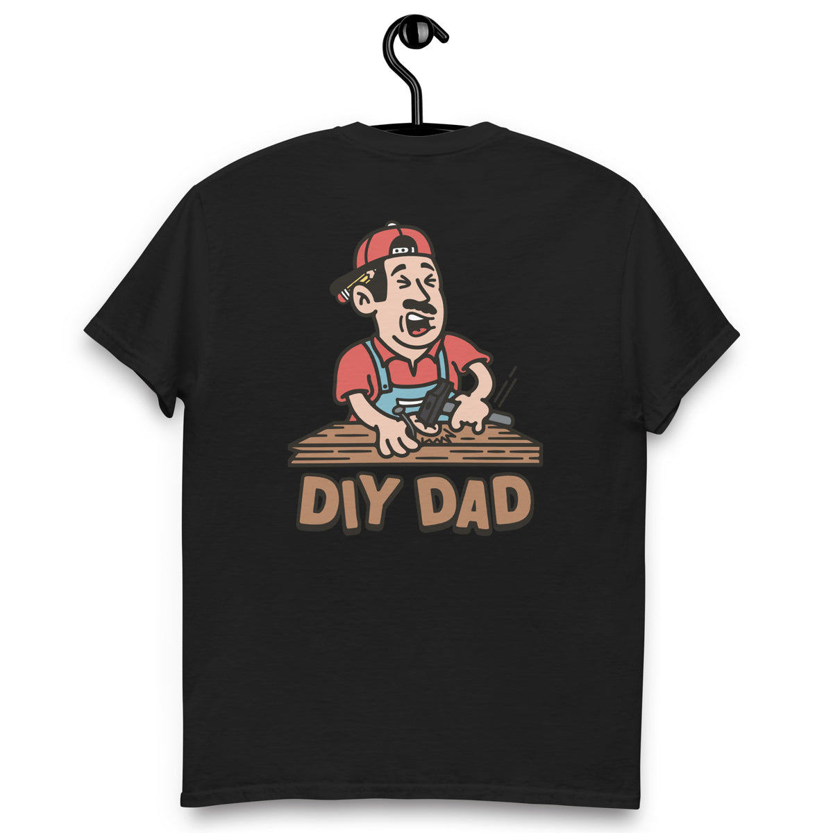 DIY Black Hair Light Skin Tone No-Glasses Moustache Dad T-Shirt