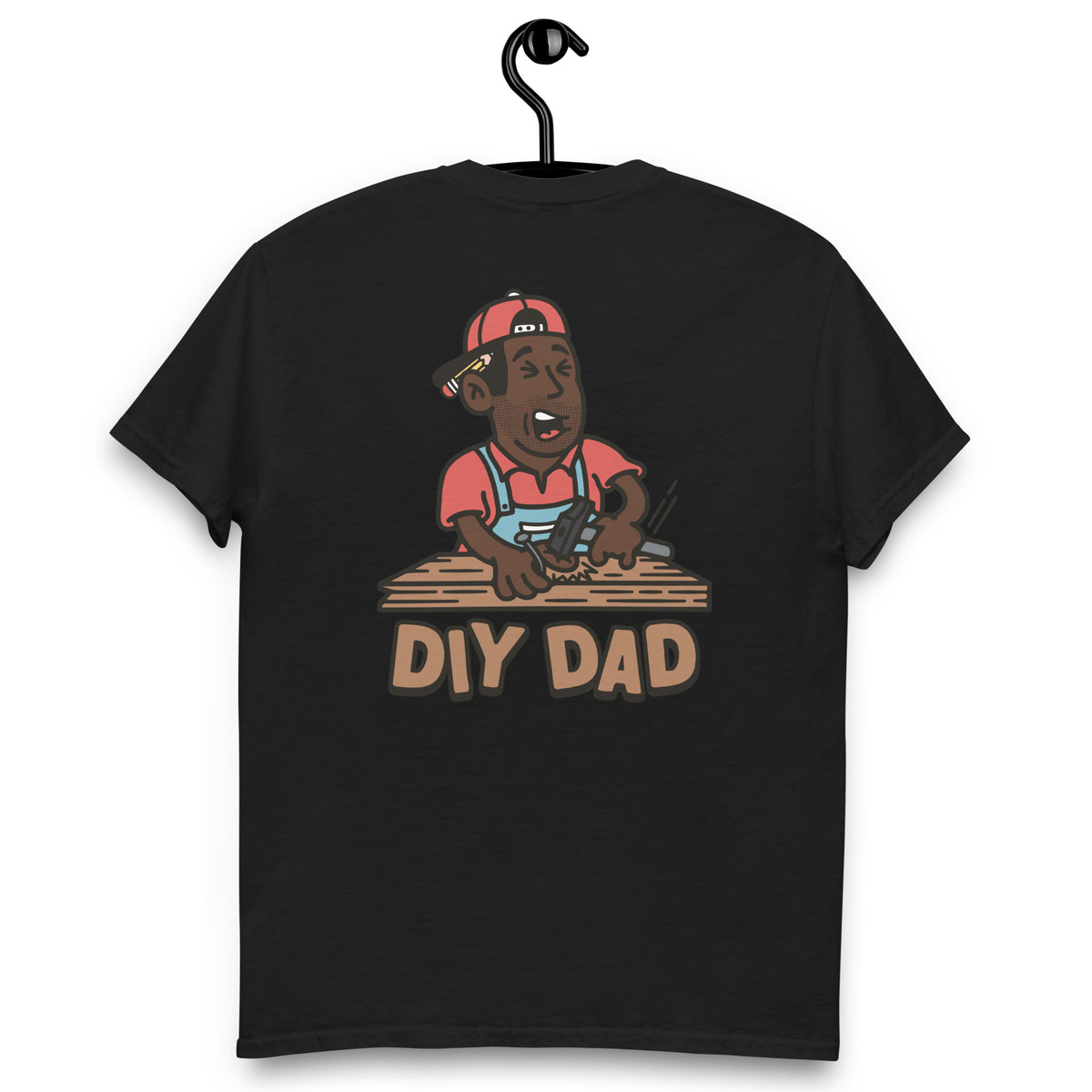 DIY Black Hair Dark Skin Tone No-Glasses Stubble Dad T-Shirt