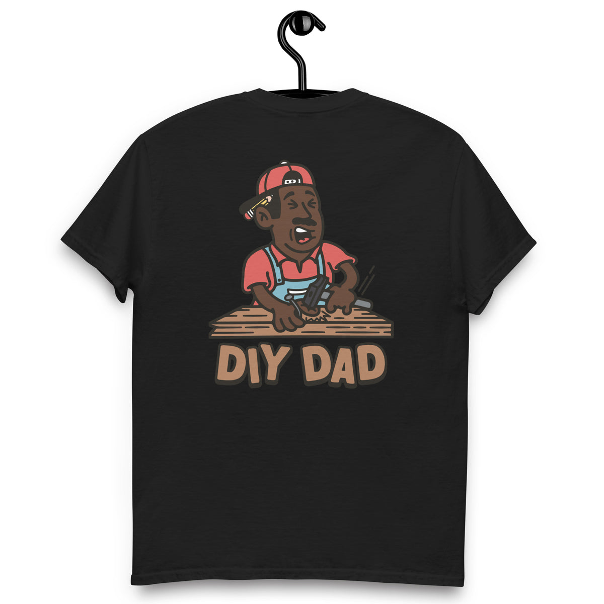DIY Black Hair Dark Skin Tone No-Glasses Moustache Dad T-Shirt