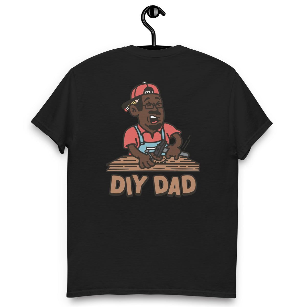 DIY Black Hair Dark Skin Tone Glasses Moustache & Chin Beard Dad T-Shirt