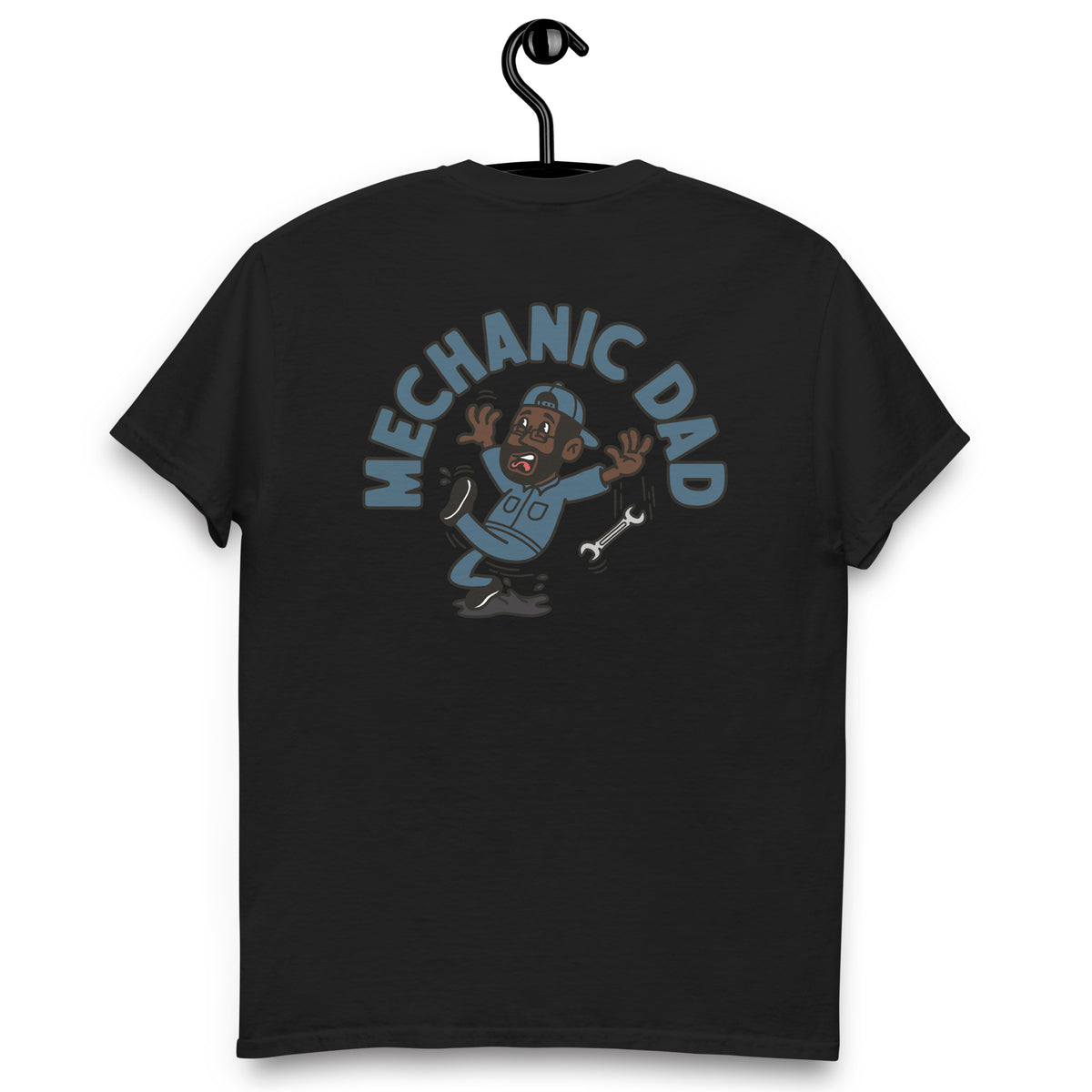 Mechanic Black Hair Dark Skin Tone Glasses Beard Dad T-Shirt