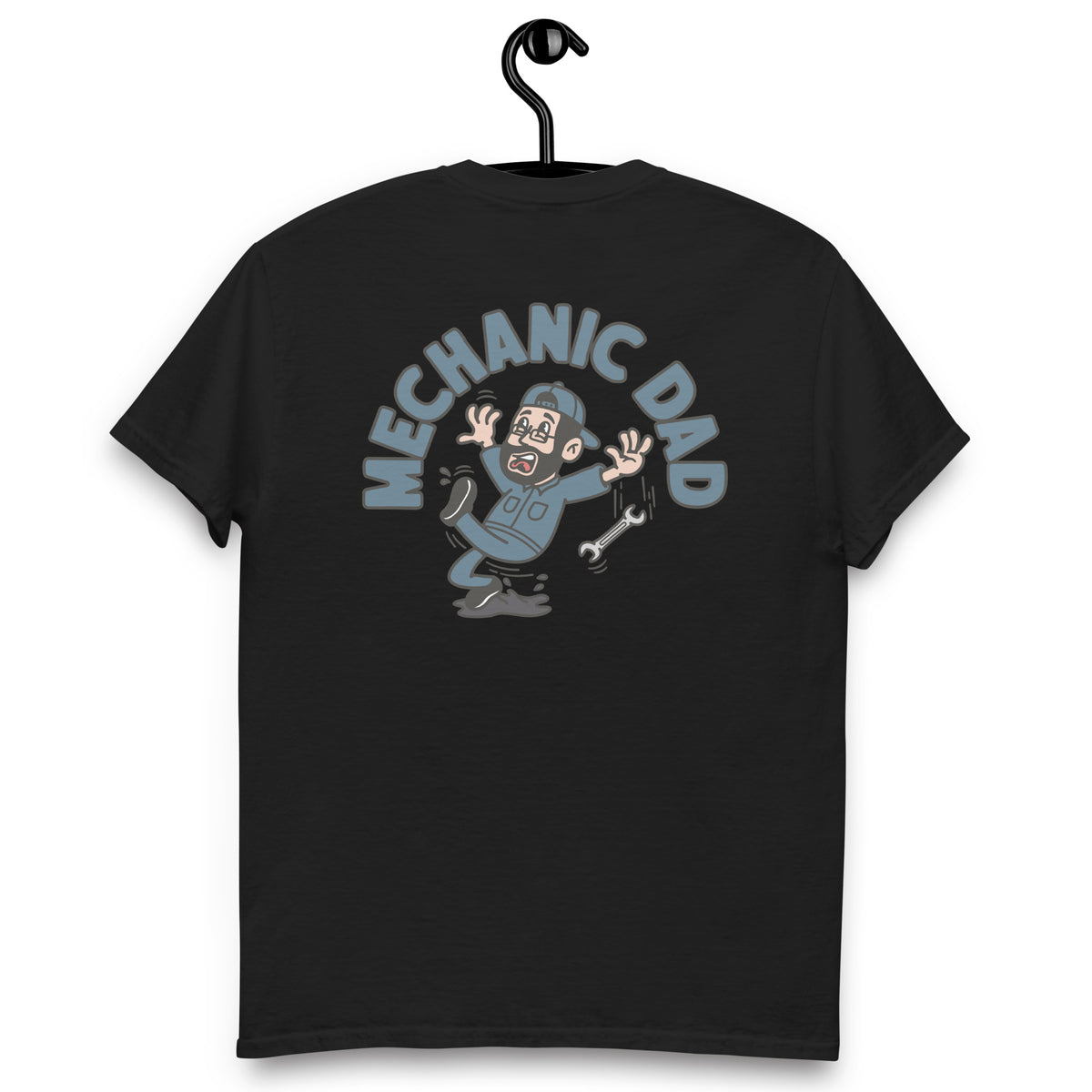 Mechanic Black Hair Light Skin Tone Glasses Beard Dad T-Shirt