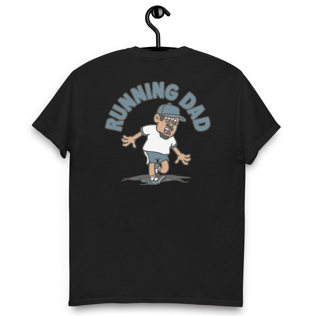 Running Black Hair Tan Skin Tone Glasses Moustache & Chin Beard Dad T-Shirt