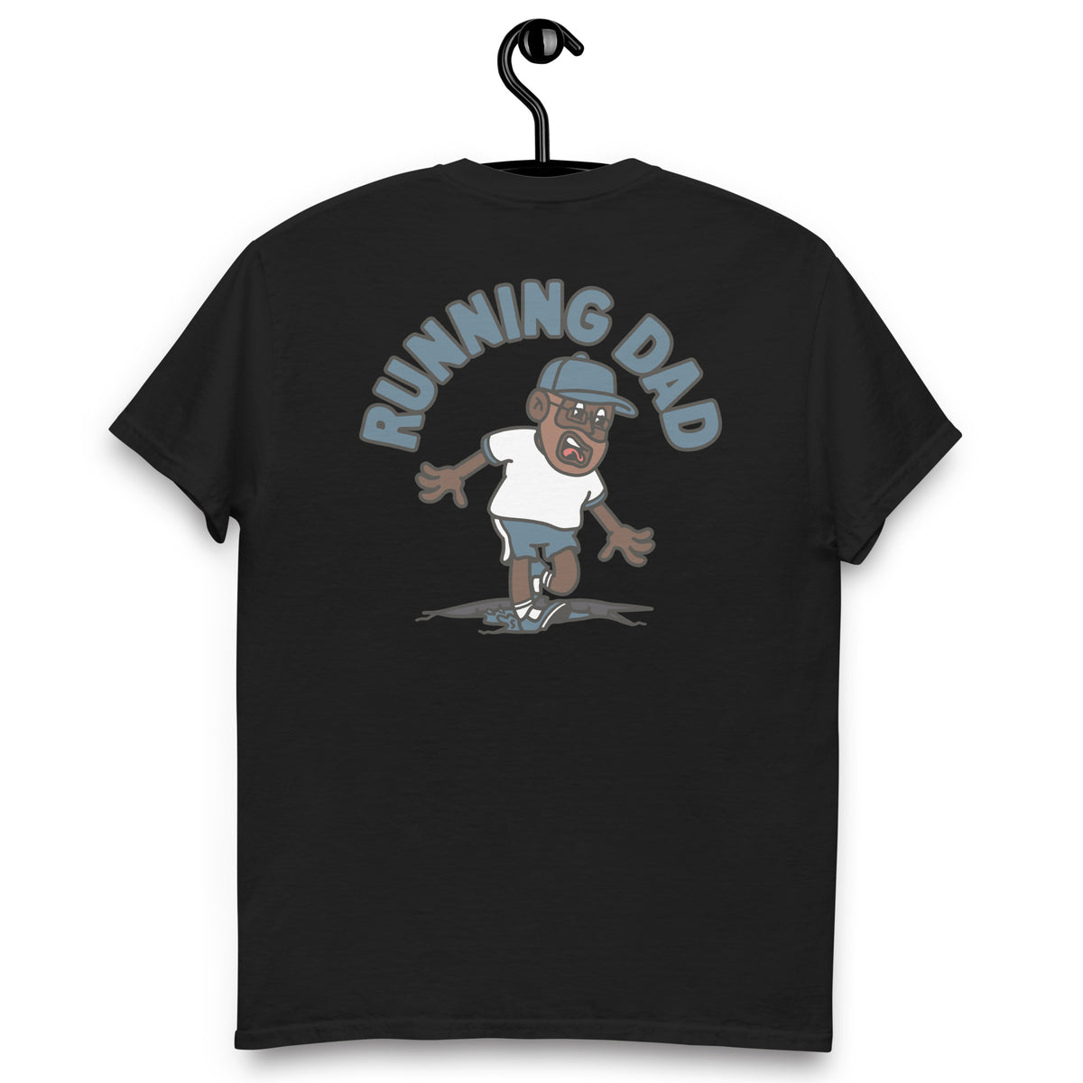 Running Brown Hair Dark Skin Tone Glasses Beard Dad T-Shirt
