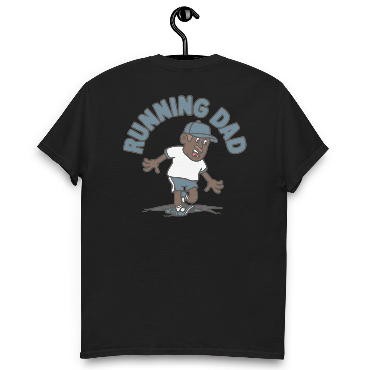 Running Brown Hair Dark Skin Tone No-Glasses Moustache Dad T-Shirt