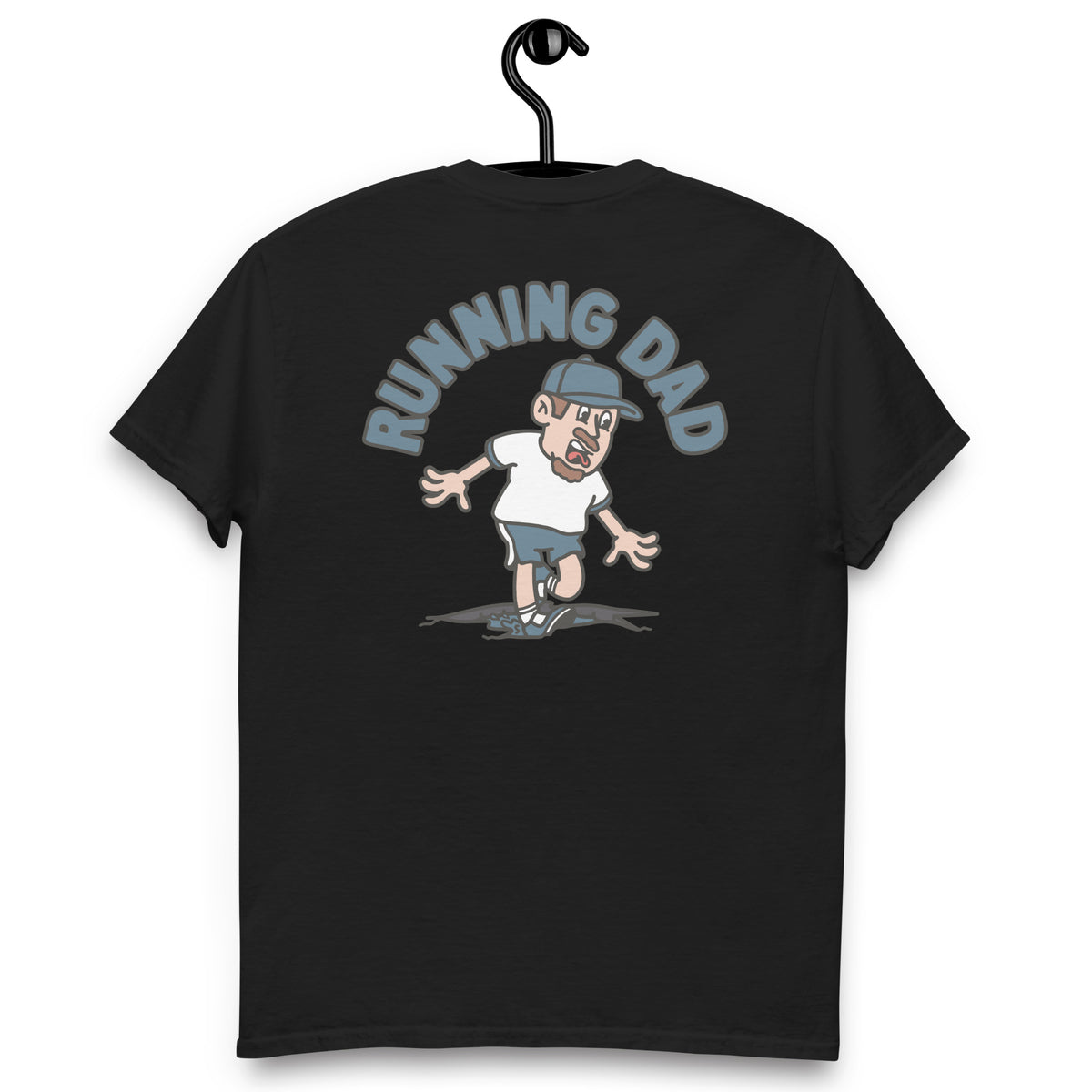 Running Brown Hair Light Skin Tone No-Glasses Moustache & Chin Beard Dad T-Shirt