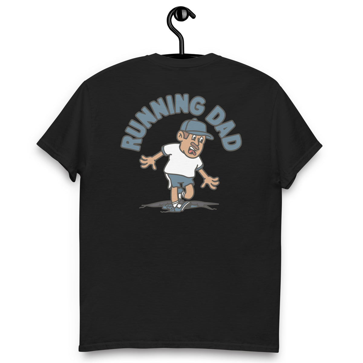 Running Brown Hair Tan Skin Tone No-Glasses Moustache Dad T-Shirt