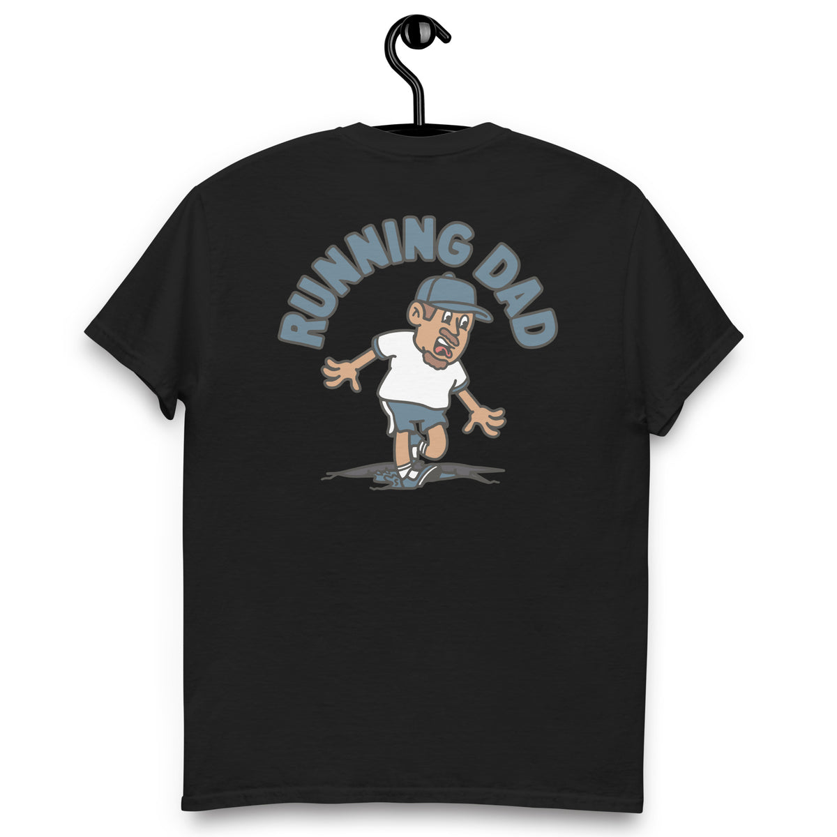 Running Brown Hair Tan Skin Tone No-Glasses Moustache & Chin Beard Dad T-Shirt