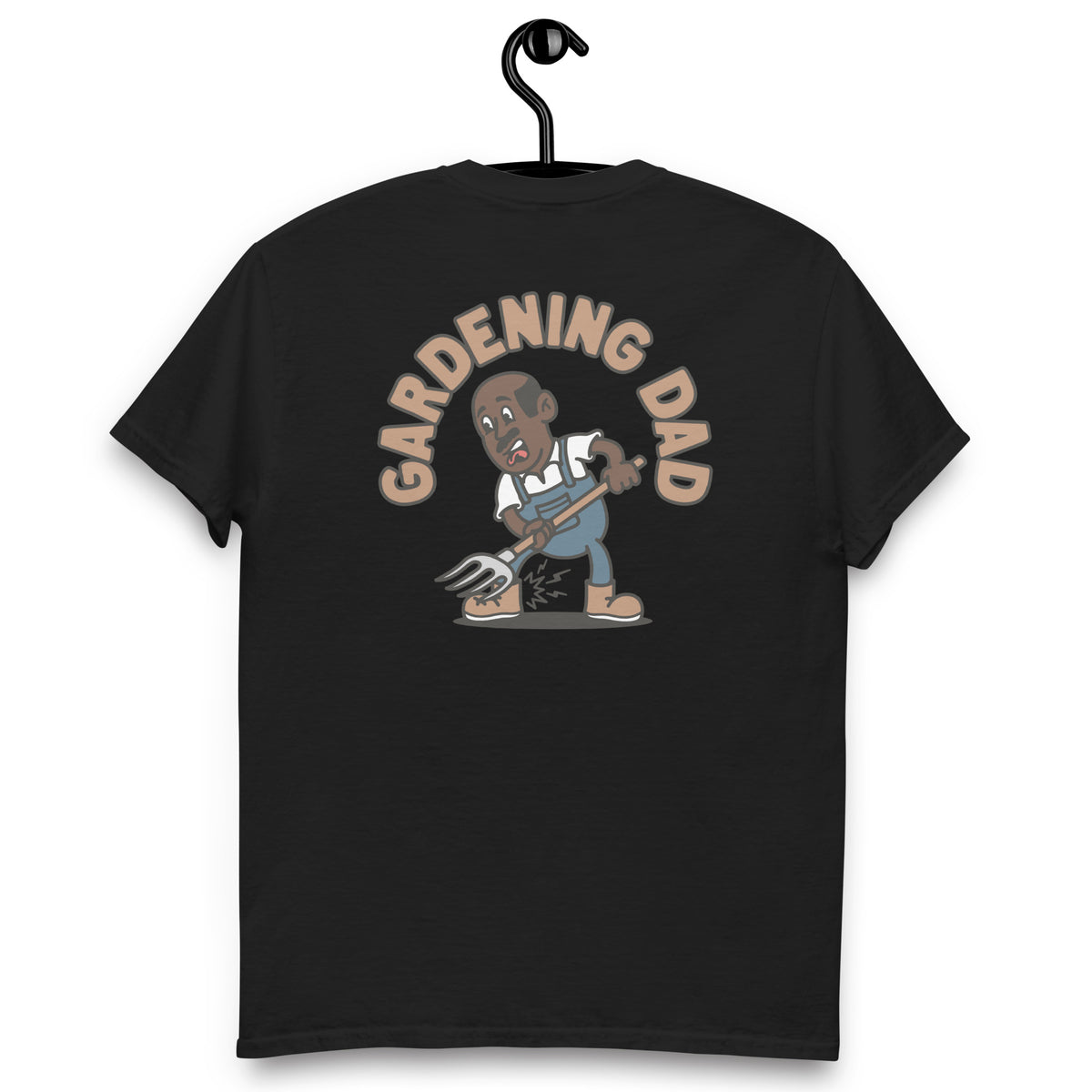 Gardening Black Hair Dark Skin Tone No-Glasses Bald Moustache Dad T-Shirt