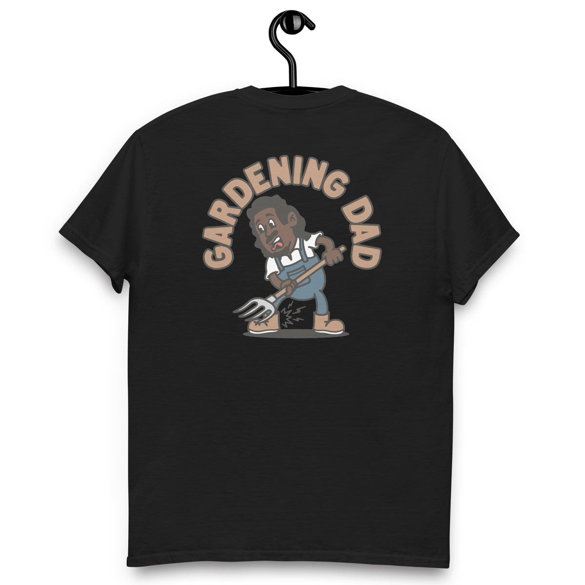 Gardening Black Hair Dark Skin Tone No-Glasses Long Moustache & Chin Beard Dad T-Shirt