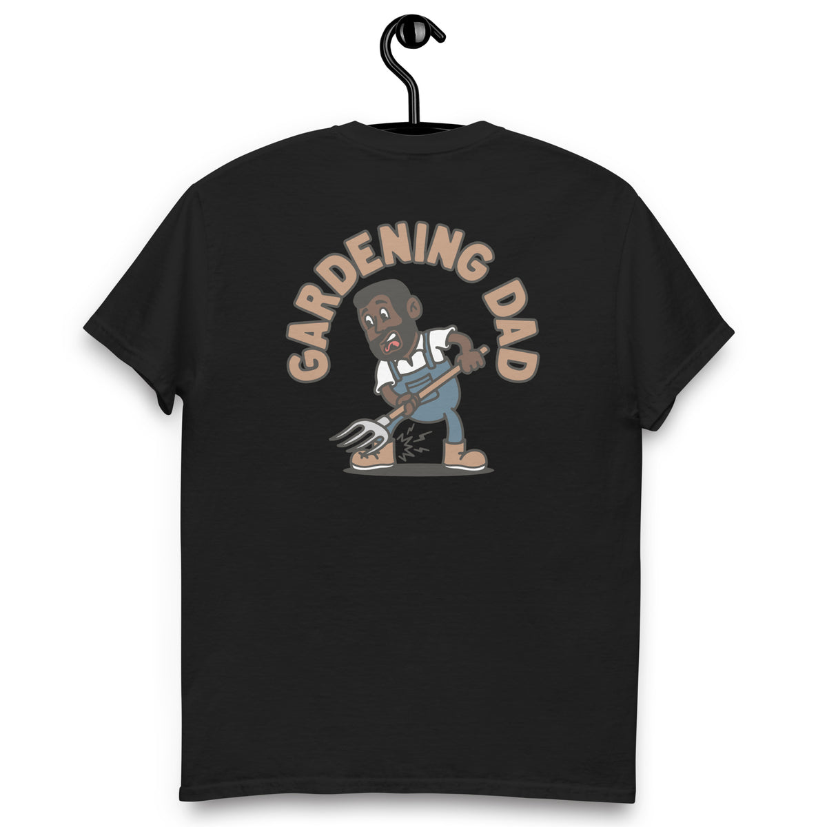 Gardening Black Hair Dark Skin Tone No-Glasses Short Beard Dad T-Shirt