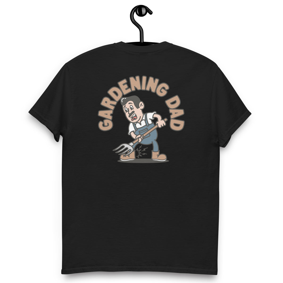 Gardening Black Hair Light Skin Tone No-Glasses Medium Moustache Dad T-Shirt