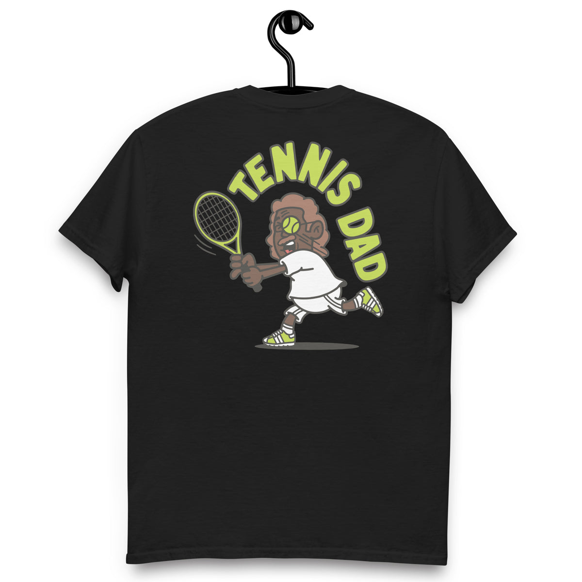 Tennis Brown Hair Dark Skin Tone Glasses Long Moustache Dad T-Shirt