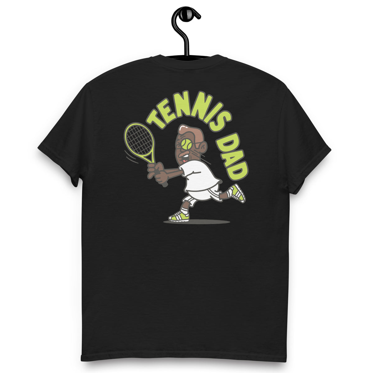 Tennis Brown Hair Dark Skin Tone Glasses Medium Moustache Dad T-Shirt
