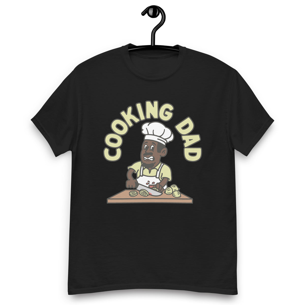 Cooking Black Hair Dark Skin Tone No-Glasses Moustache & Chin Beard Dad T-Shirt