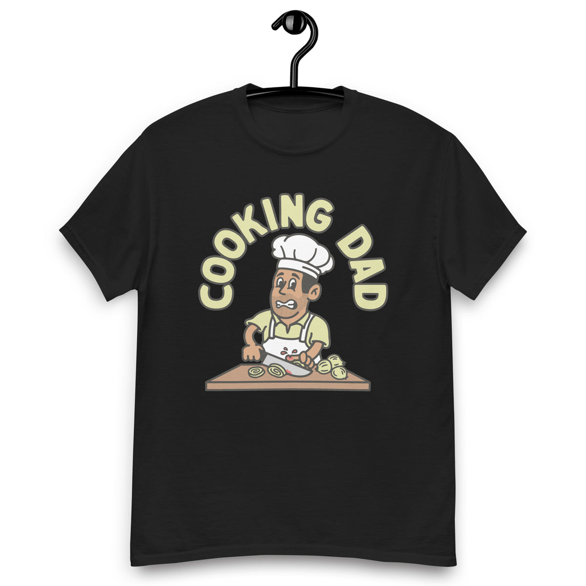 Cooking Black Hair Tan Skin Tone No-Glasses Stubble Dad T-Shirt