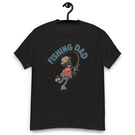 Fishing Black Hair Dark Skin Tone Glasses Beard Dad T-Shirt
